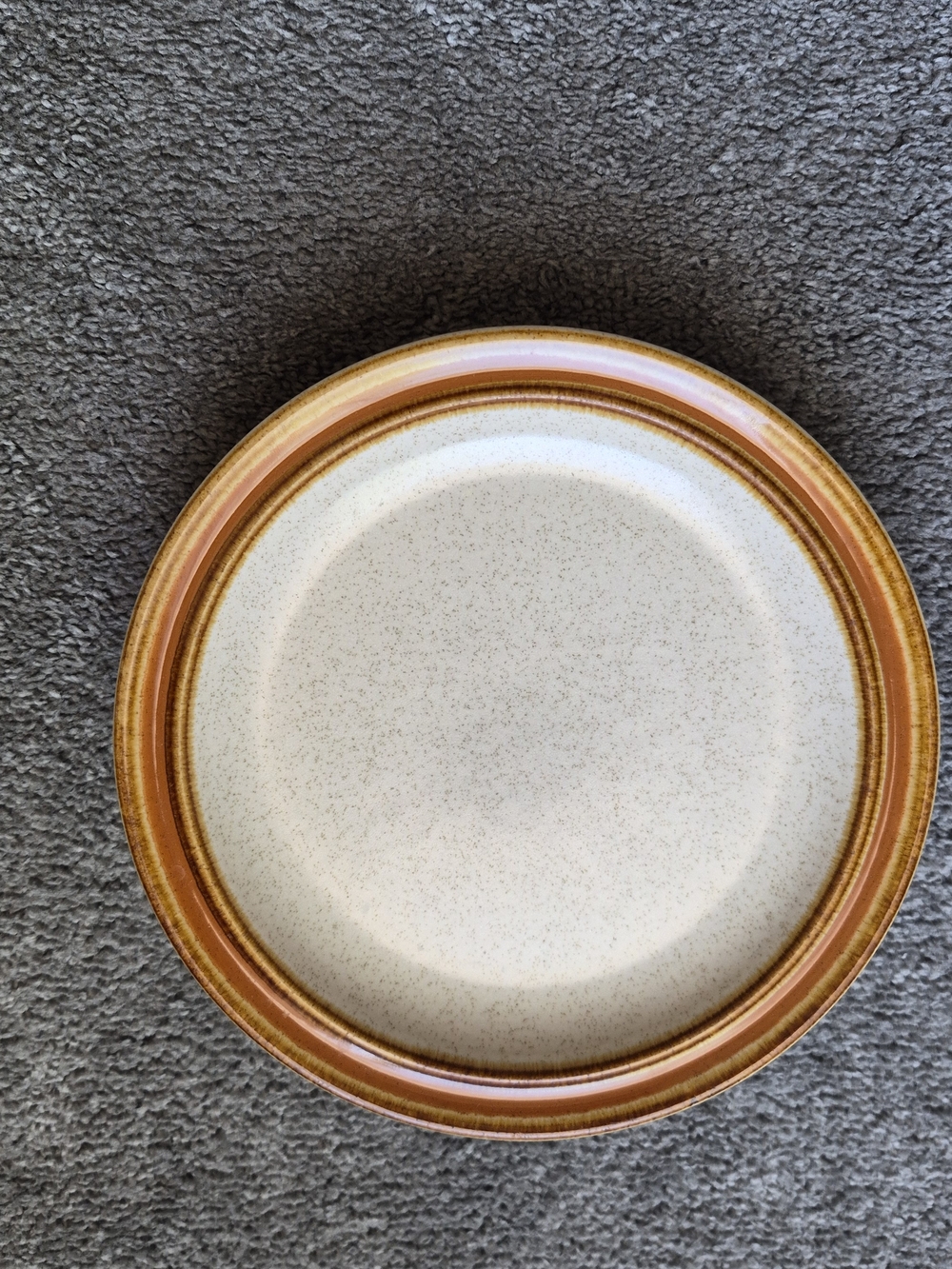 Craft Speckled Cream Plate with Burnt Orange and Brown Rim